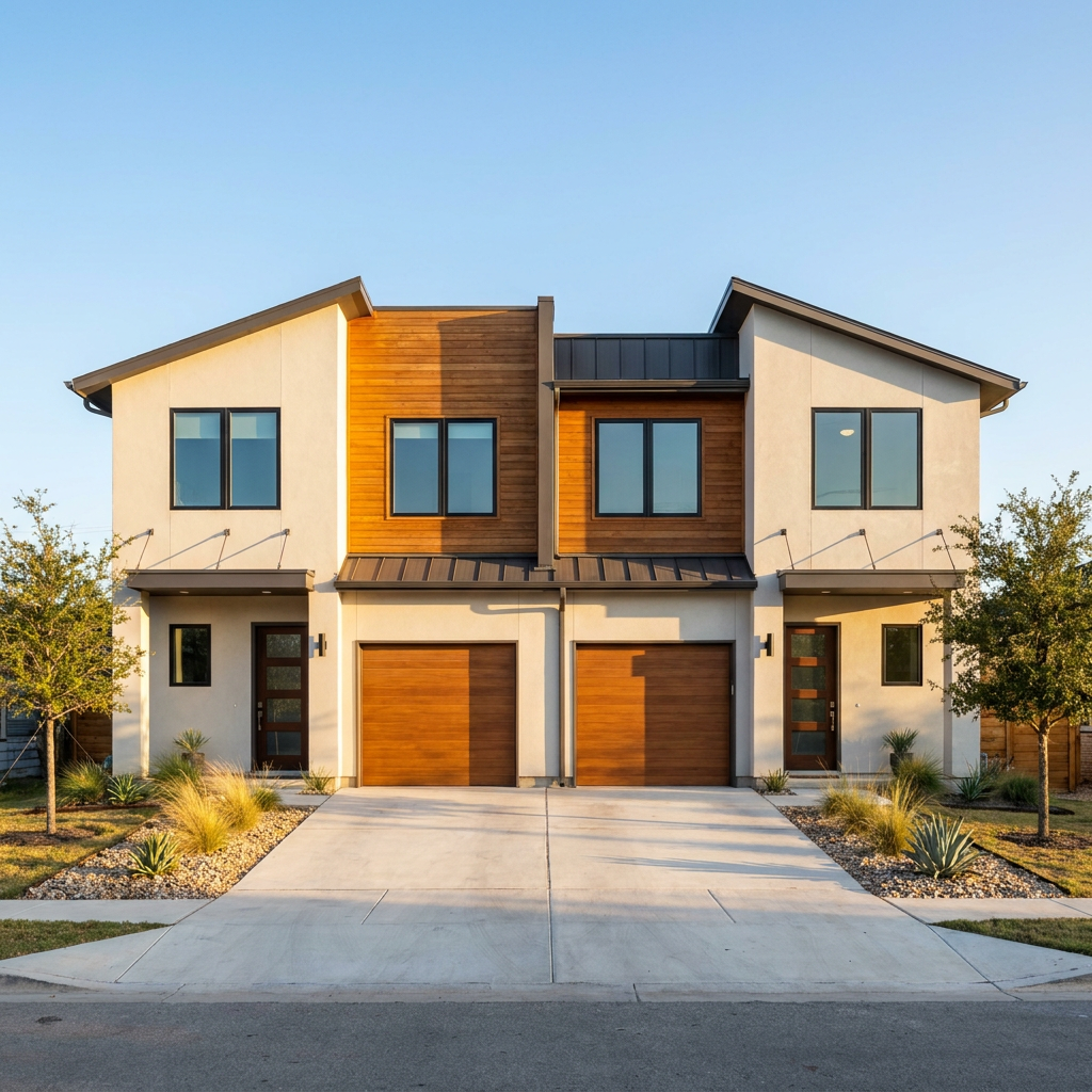 Well-kept modern duplex rental property in a Texas neighborhood
