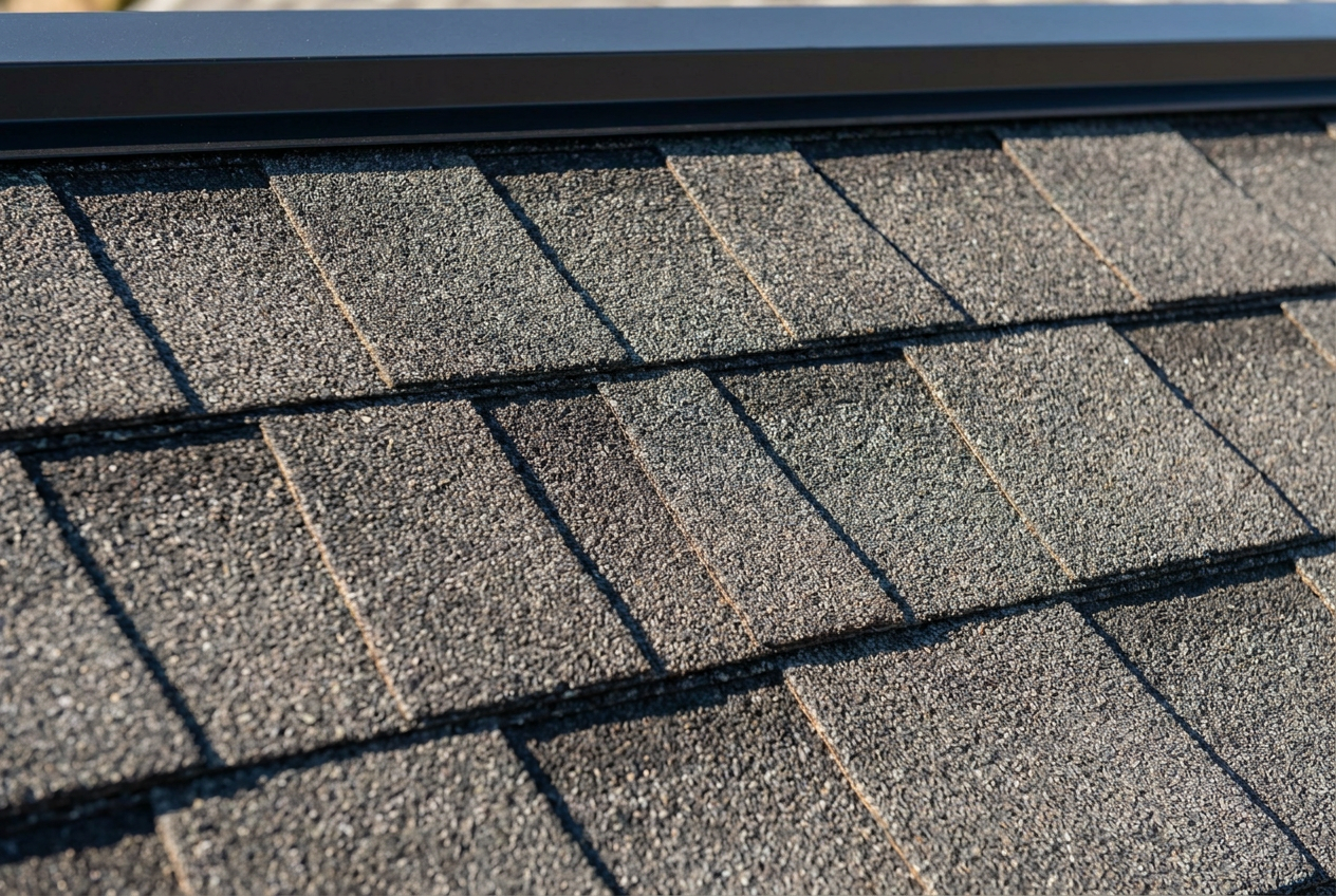 Architectural asphalt shingles close-up